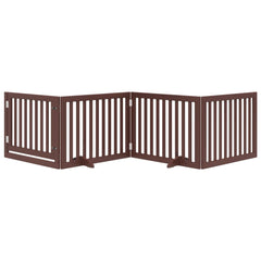 vidaXL Dog Gate with Door Foldable 4 Panels Brown 320 cm Poplar Wood 3