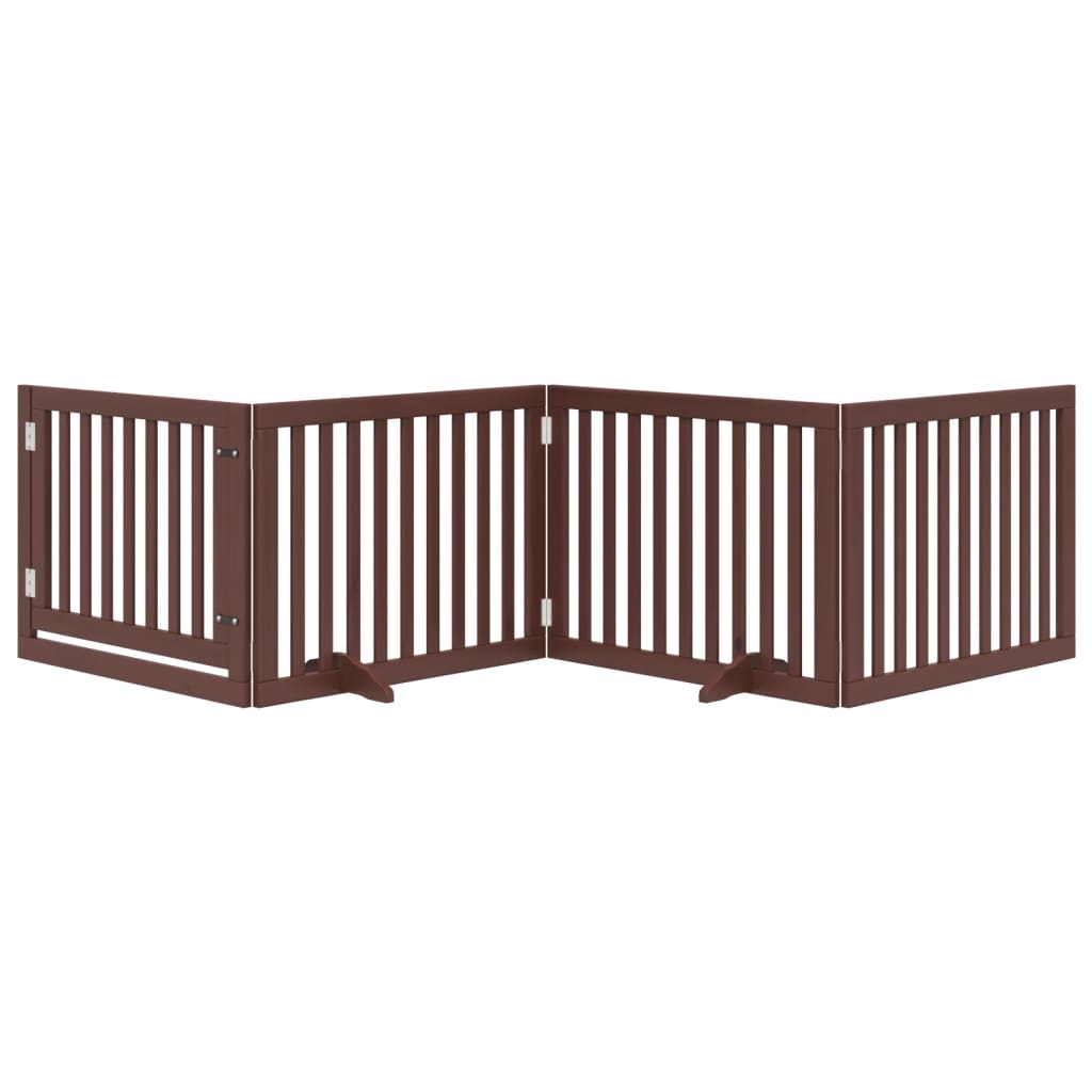 Dog Gate Foldable Panels 160 cm Poplar Wood Width 80 cm Brown 60 cm 4