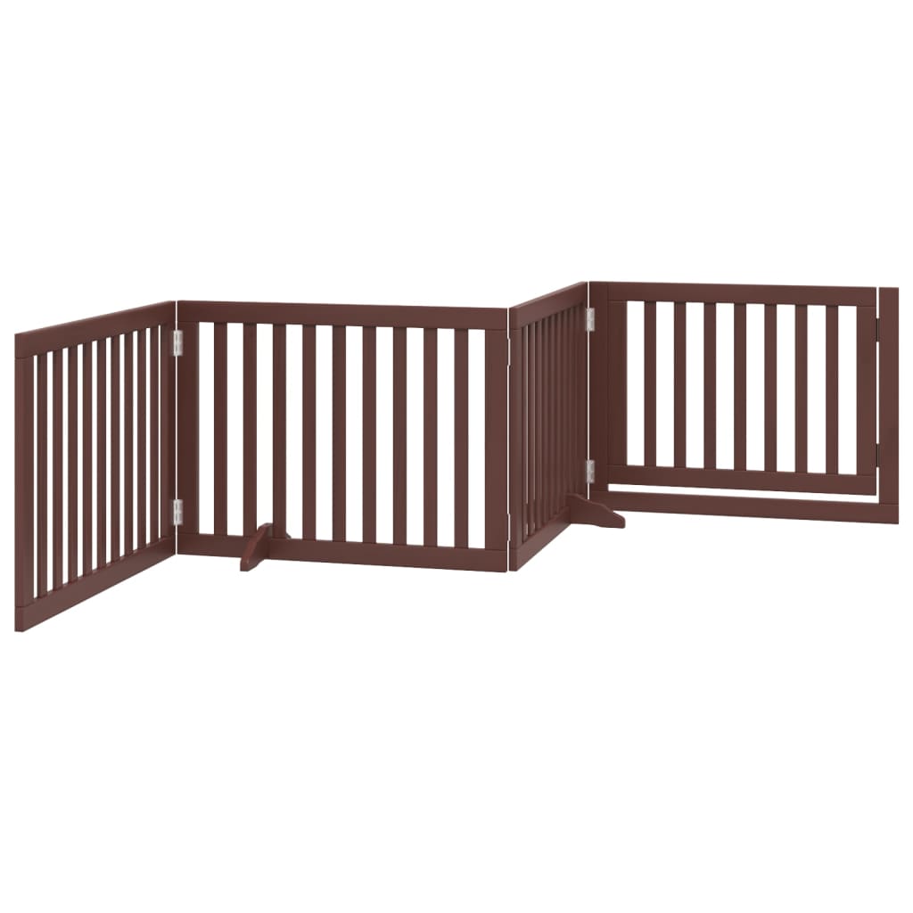 vidaXL Dog Gate with Door Foldable 4 Panels Brown 320 cm Poplar Wood 6