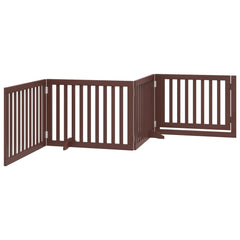 vidaXL Dog Gate with Door Foldable 4 Panels Brown 320 cm Poplar Wood 6