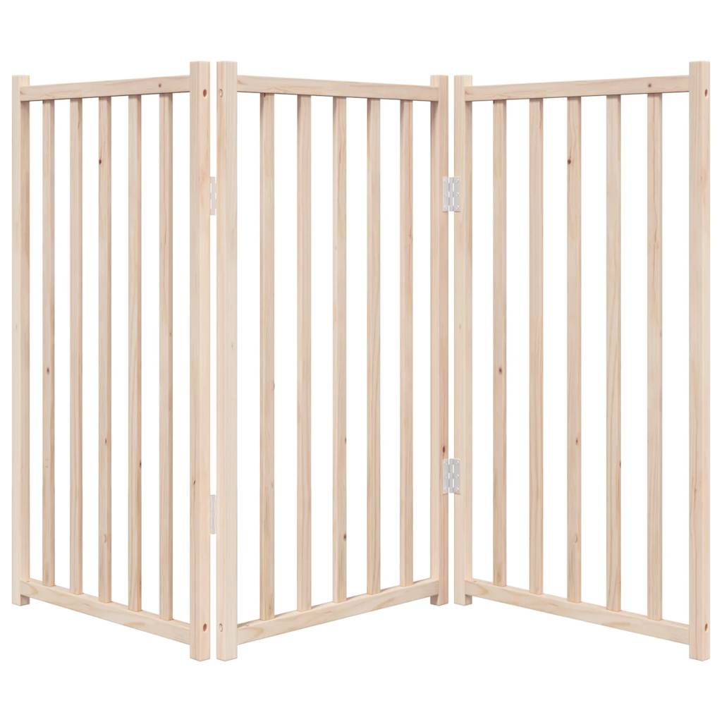 vidaXL Dog Gate Foldable 3 Panels 150 cm Solid Wood Fir 4