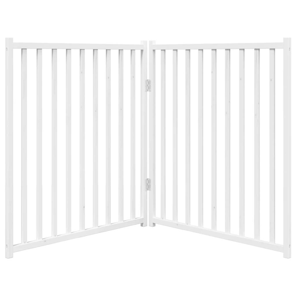 vidaXL Dog Gate Foldable 2 Panels White 160 cm Solid Wood Fir 4