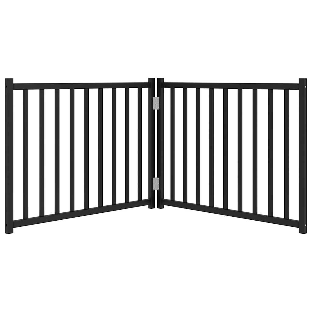 vidaXL Dog Gate Foldable 2 Panels Black 160 cm Solid Wood Fir 4
