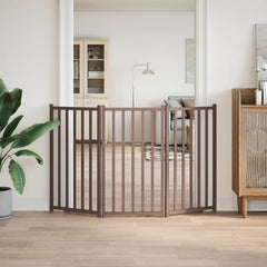 vidaXL Dog Gate Foldable 3 Panels Brown Oak 150 cm Solid Wood Fir 3