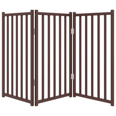 vidaXL Dog Gate Foldable 3 Panels Brown Oak 150 cm Solid Wood Fir 4