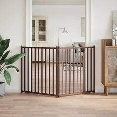 vidaXL Dog Gate Foldable 2 Panels Brown Oak 160 cm Solid Wood Fir 3