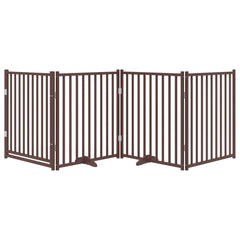 vidaXL Dog Gate with Door Foldable 4 Panels Brown Oak 320 cm Solid Wood Fir 3