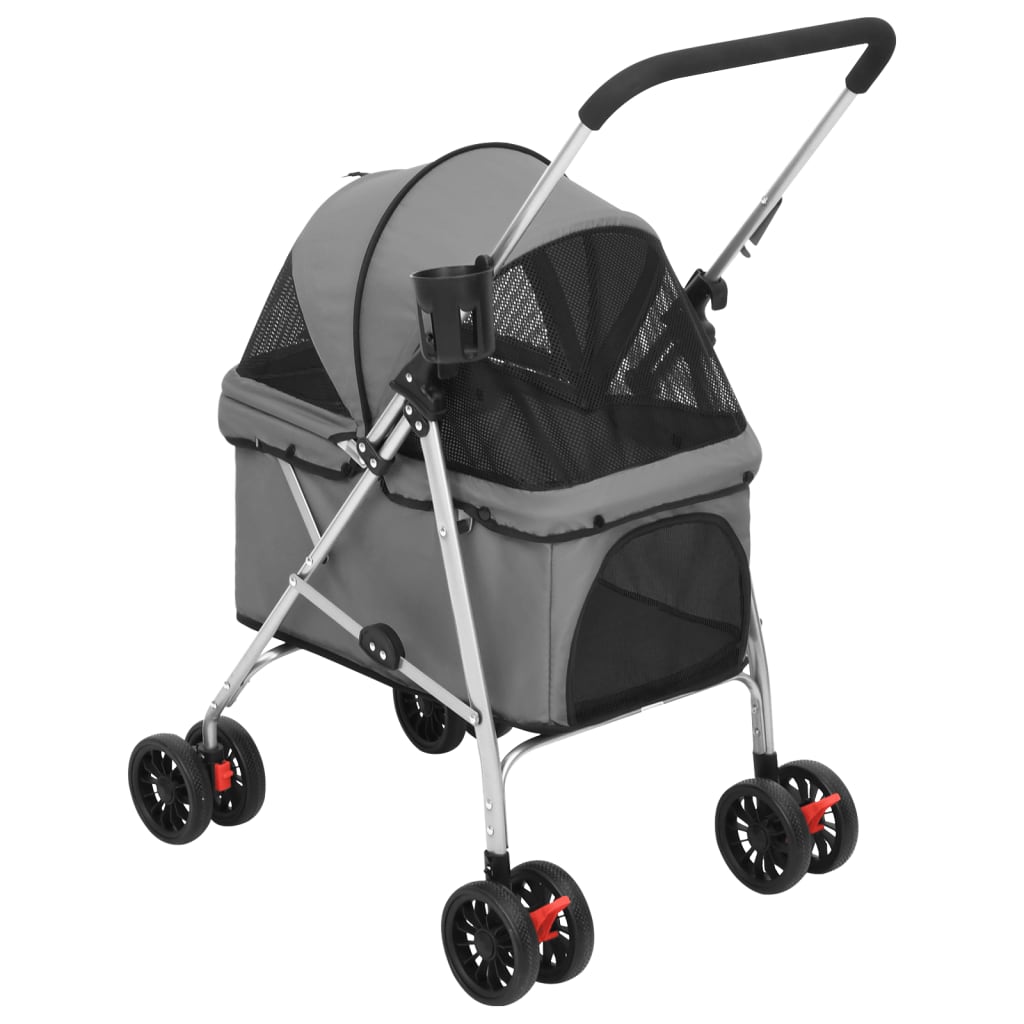 Folding Dog Stroller 76x50x100 cm Oxford Fabric Grey