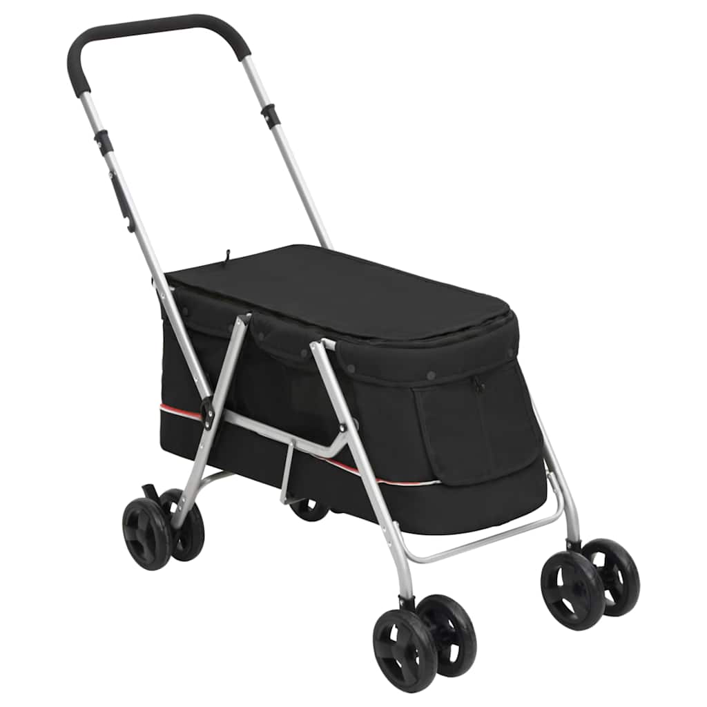 Folding Dog Stroller 100x49x96 cm Linen Fabric Black