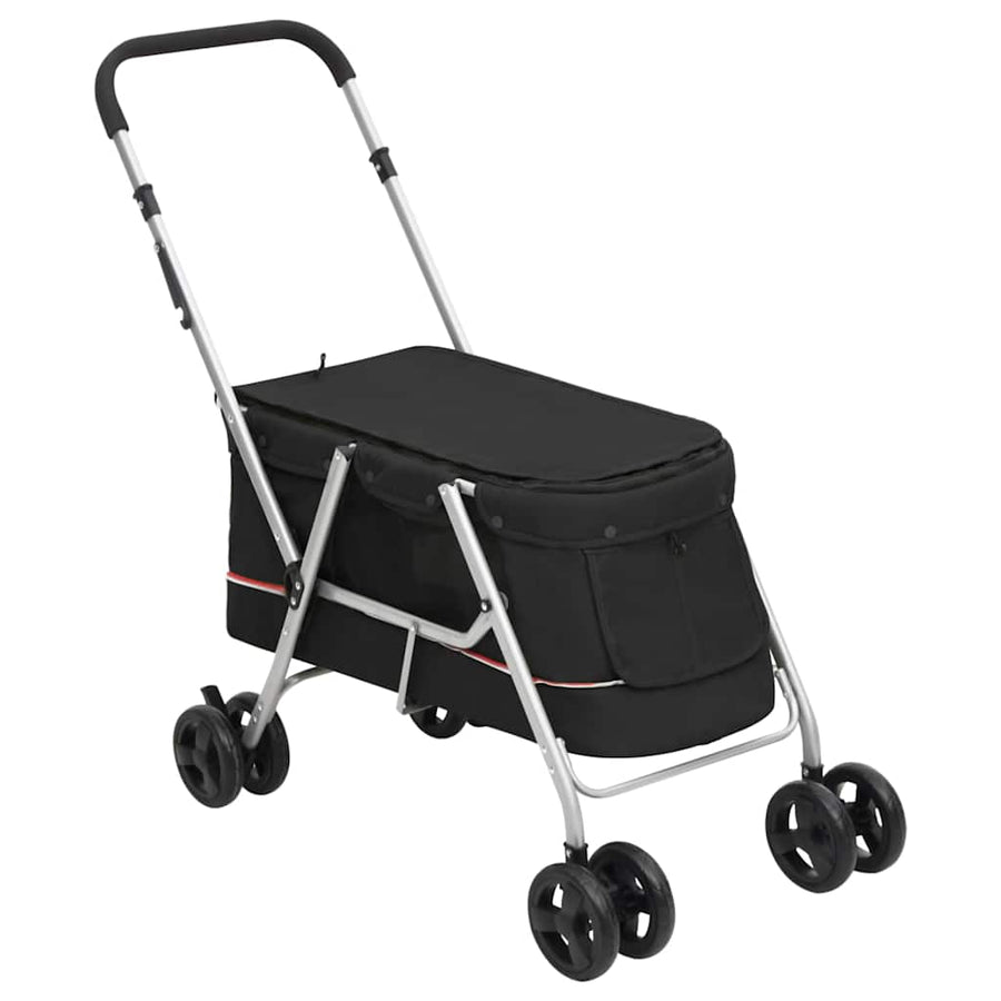 Folding Dog Stroller 100x49x96 cm Linen Fabric Black