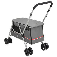 Folding Dog Stroller 100x49x96 cm Linen Fabric Grey
