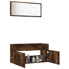 vidaXL 2 Piece Bathroom Furniture Set Smoked Oak Engineered Wood 4