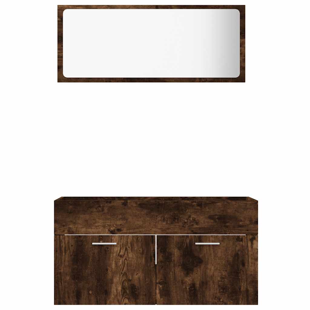 vidaXL 2 Piece Bathroom Furniture Set Smoked Oak Engineered Wood 5