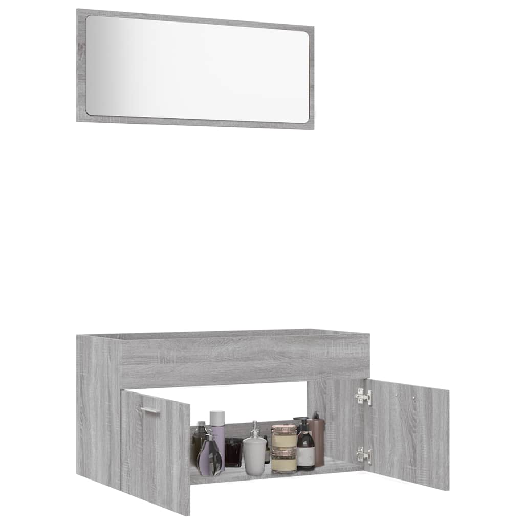 vidaXL 2 Piece Bathroom Furniture Set Grey Sonoma Engineered Wood 4