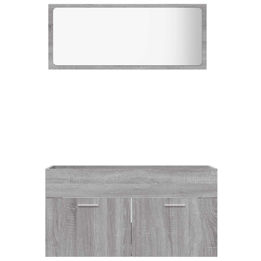 vidaXL 2 Piece Bathroom Furniture Set Grey Sonoma Engineered Wood 5