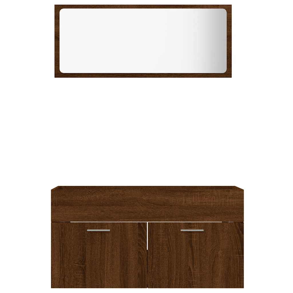 vidaXL 2 Piece Bathroom Furniture Set Brown Oak Engineered Wood 5