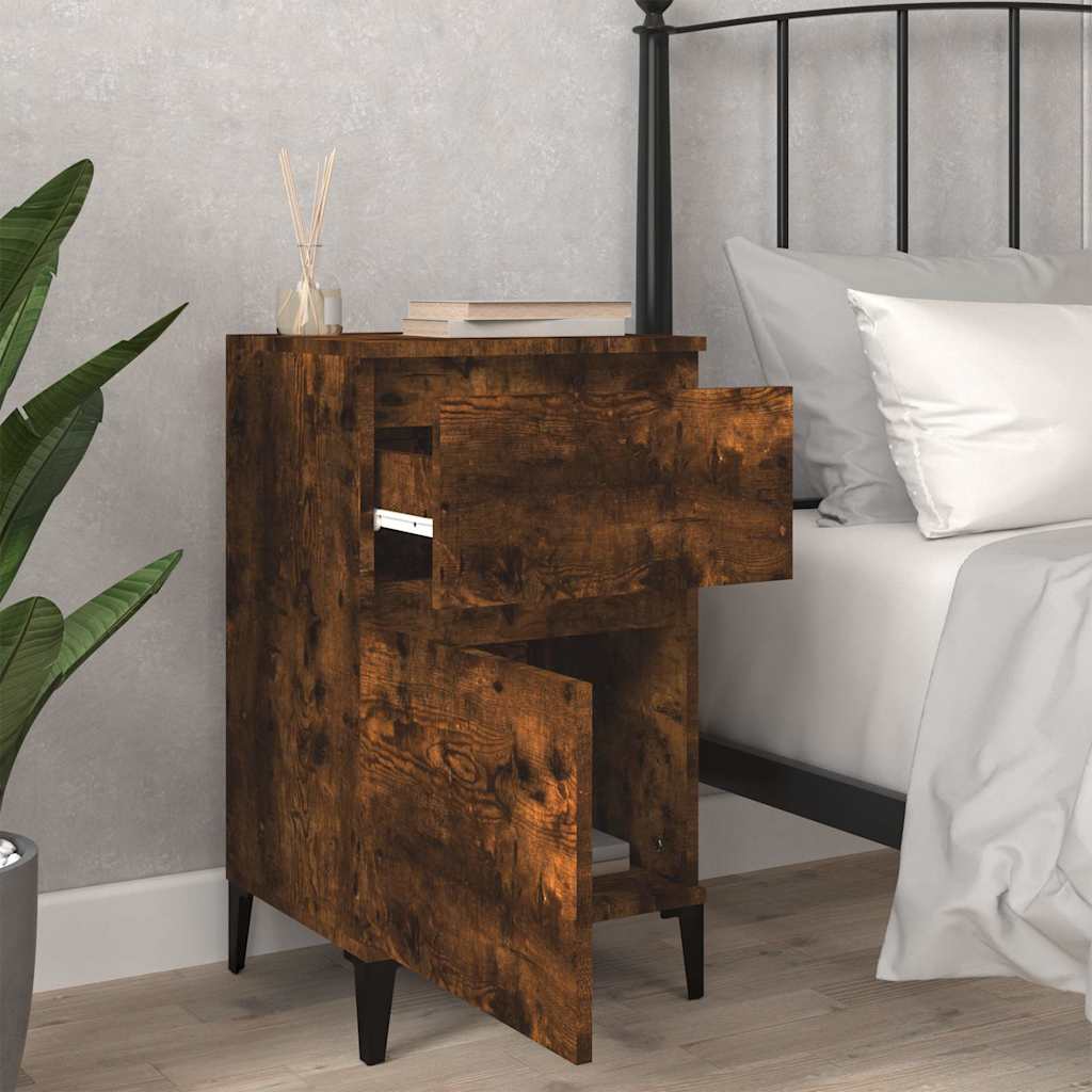 vidaXL Bedside Cabinets 2 pcs Smoked Oak 40x35x70 cm 3