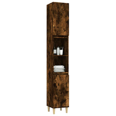 vidaXL Bathroom Cabinet | Smoked Oak | Engineered Wood and Solid Eucalyptus Wood 4