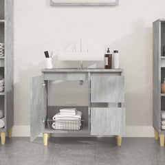 vidaXL Bathroom Cabinet Concrete Grey 65x33x60 cm Engineered Wood 3