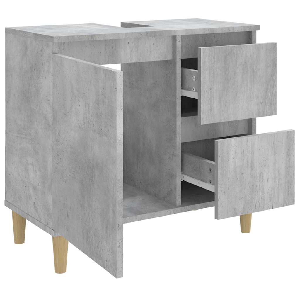 vidaXL Bathroom Cabinet Concrete Grey 65x33x60 cm Engineered Wood 4