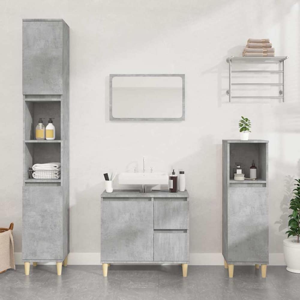vidaXL Bathroom Cabinet Concrete Grey 65x33x60 cm Engineered Wood 1
