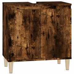 vidaXL Sink Cabinet | Smoked oak | Engineered wood and solid eucalyptus wood 2