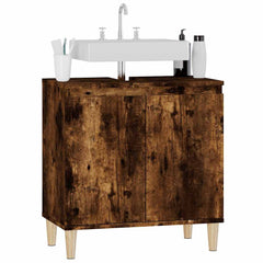 vidaXL Sink Cabinet | Smoked oak | Engineered wood and solid eucalyptus wood 4