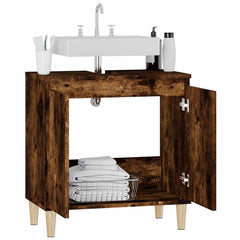 vidaXL Sink Cabinet | Smoked oak | Engineered wood and solid eucalyptus wood 5