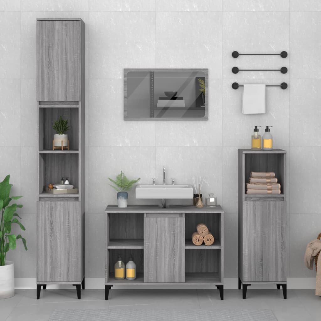 vidaXL Sink Cabinet | Grey Sonoma | Wooden Structure | Medium Size 1