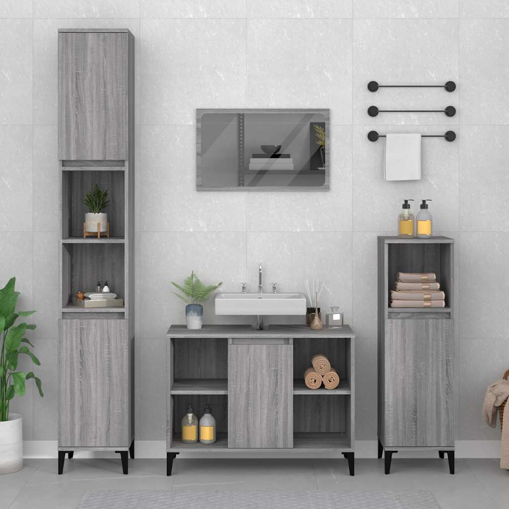 Sink Cabinet Engineered Wood in Grey Sonoma