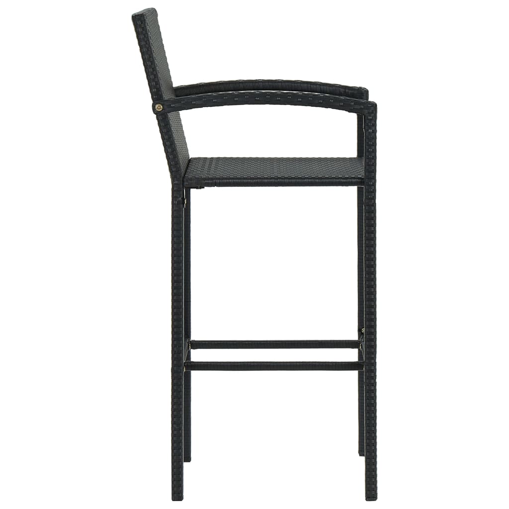 Bar Stools Poly Rattan Black 2