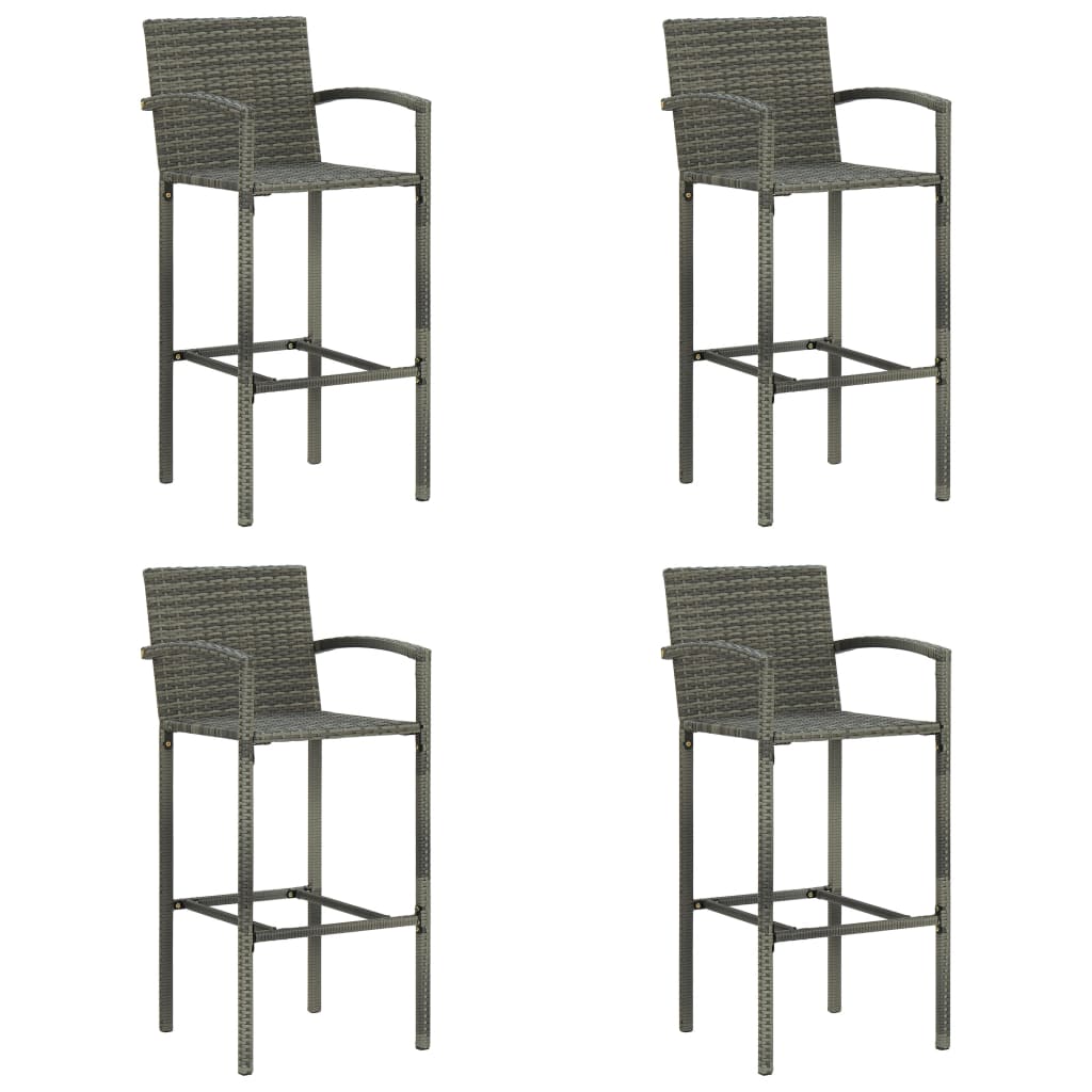 Bar Stools Poly Rattan Grey 4