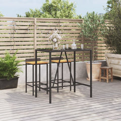 Bar Table with Glass Top Poly Rattan Black 110 x 70 x 110 cm