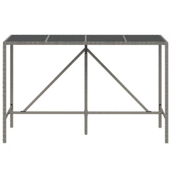 Bar Table with Glass Top Poly Rattan Grey 180 x 70 x 110 cm