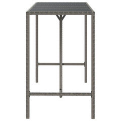 Bar Table with Glass Top Poly Rattan Grey 180 x 70 x 110 cm