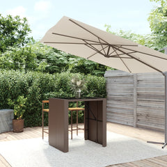 Bar Table with Glass Top Poly Rattan Brown 105 x 80 x 110 cm