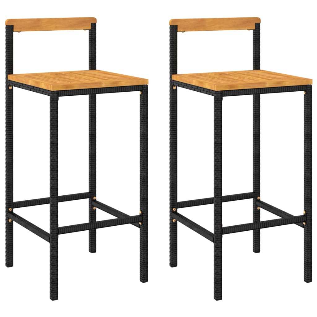 Bar Stools Poly Rattan and Solid Wood Acacia