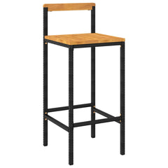 Bar Stools Poly Rattan and Solid Wood Acacia