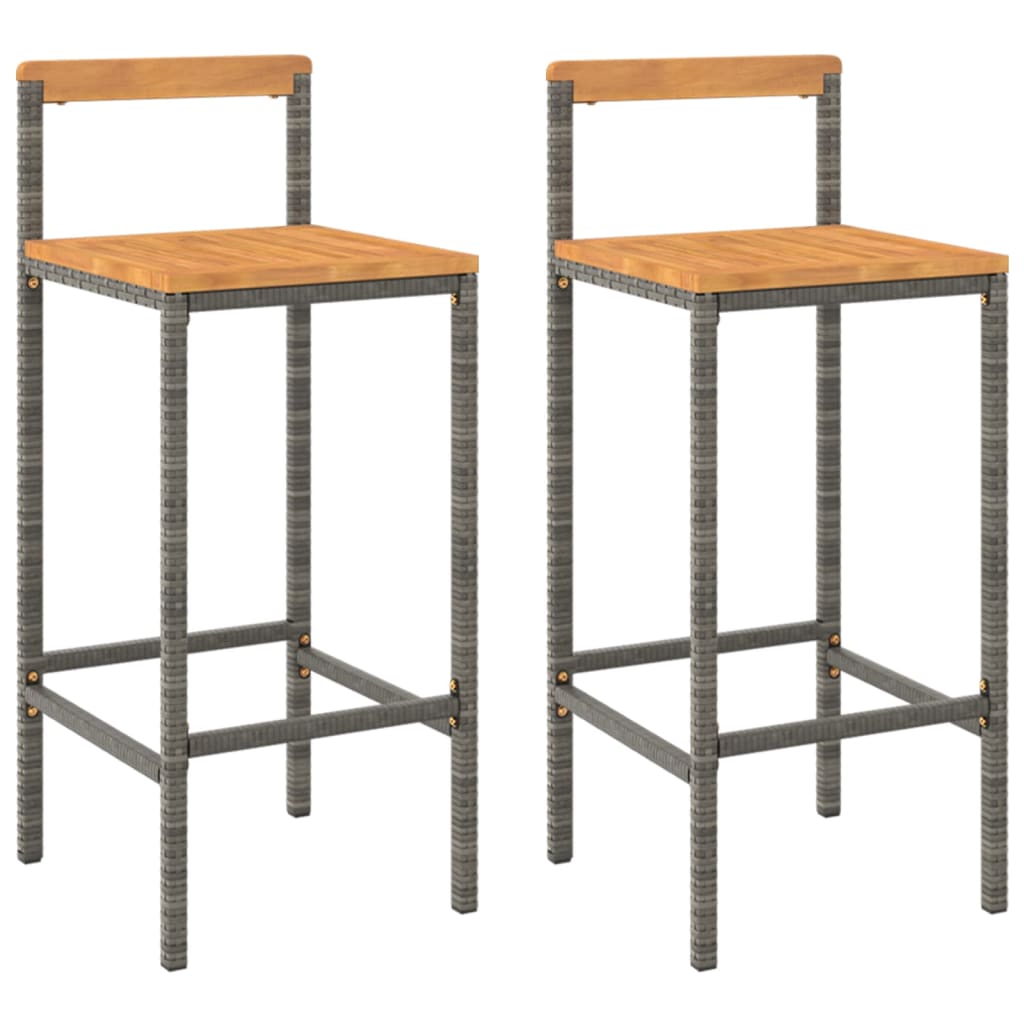 Bar Stools Poly Rattan and Solid Wood Acacia