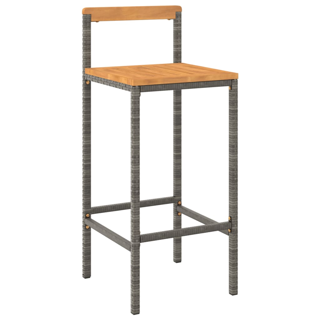 Bar Stools Poly Rattan and Solid Wood Acacia