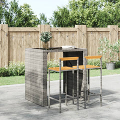 Bar Stools Poly Rattan and Solid Wood Acacia in Grey