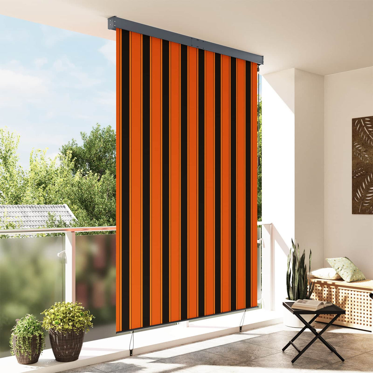 Roller Blind Fabric and Aluminum 180 x 250 cm Orange and brown