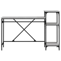 vidaXL Desk with Shelves Grey Sonoma 135x50x90 cm Engineered Wood&Iron 5