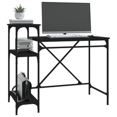 vidaXL Desk with Shelves Black 105x50x90 cm Engineered Wood&Iron 4