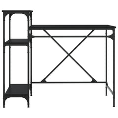 vidaXL Desk with Shelves Black 105x50x90 cm Engineered Wood&Iron 5