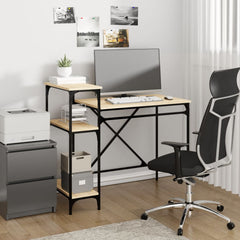 vidaXL Desk with Shelves Engineered Wood&Iron