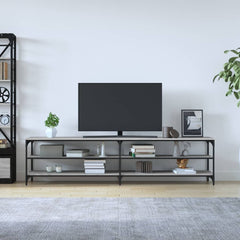 vidaXL TV Cabinet Grey Sonoma 200x30x50 cm Engineered Wood and Metal 3