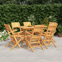5 Piece Garden Dining Set Solid Wood Teak 6