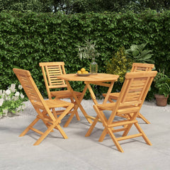 5 Piece Garden Dining Set Solid Wood Teak Without armrest