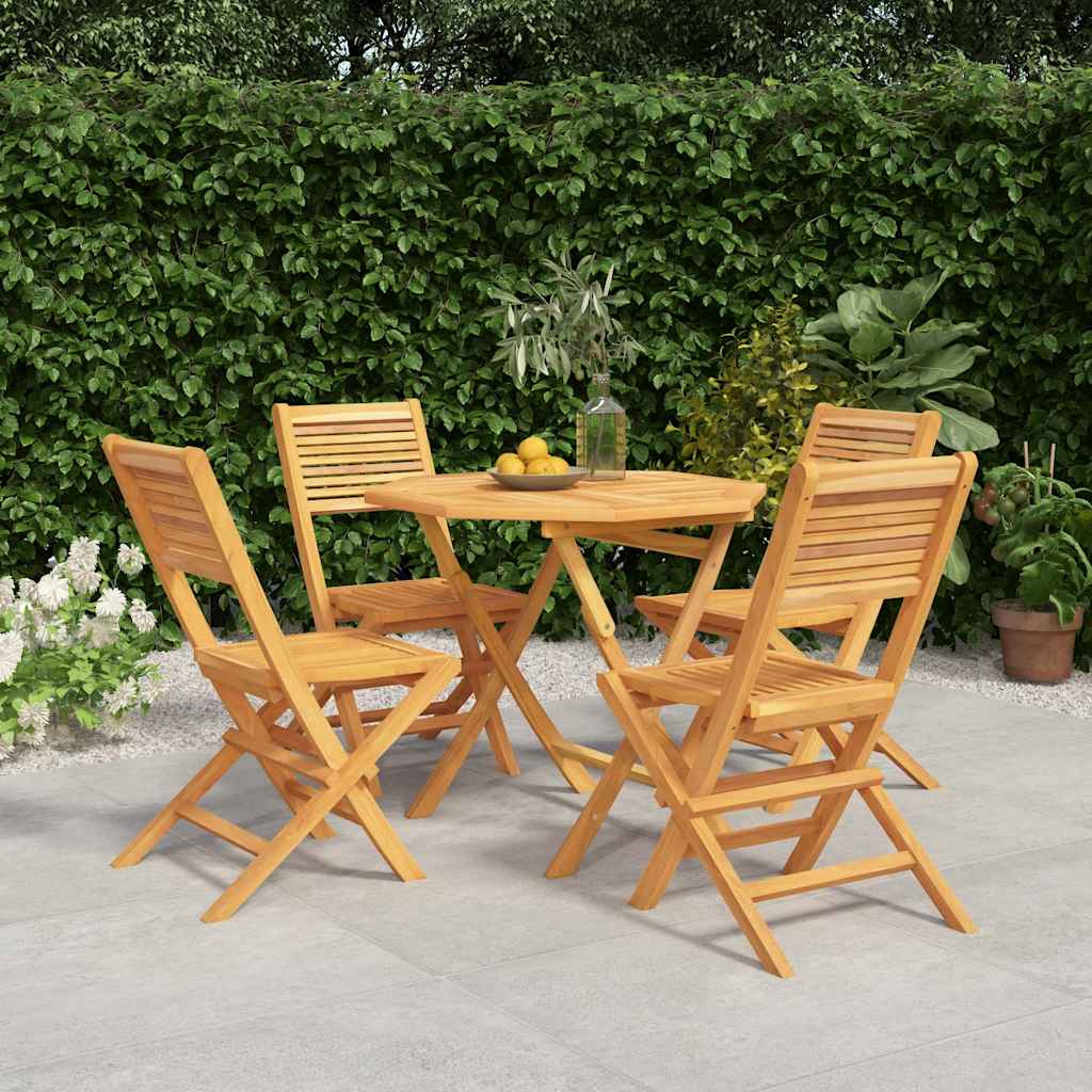 5 Piece Garden Dining Set Solid Wood Teak Without armrest